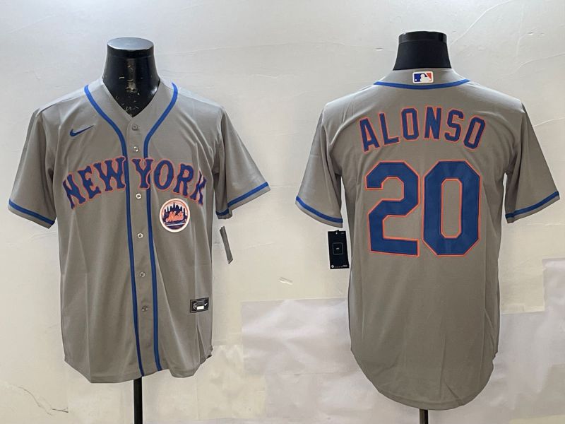 Men New York Mets #20 Alonso Grey Game 2025 Nike MLB Jersey style 6->new york mets->MLB Jersey